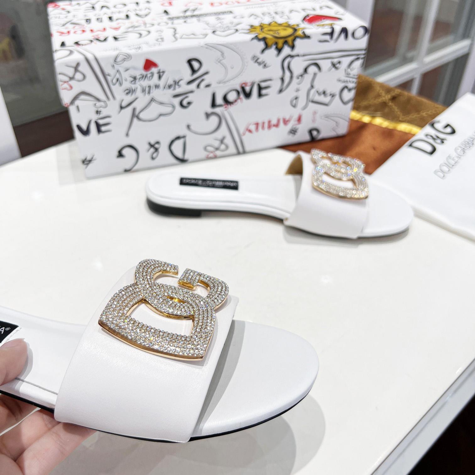 Dolce & Gabbana Calfskin Slides With DG Logo - EUR FASHION