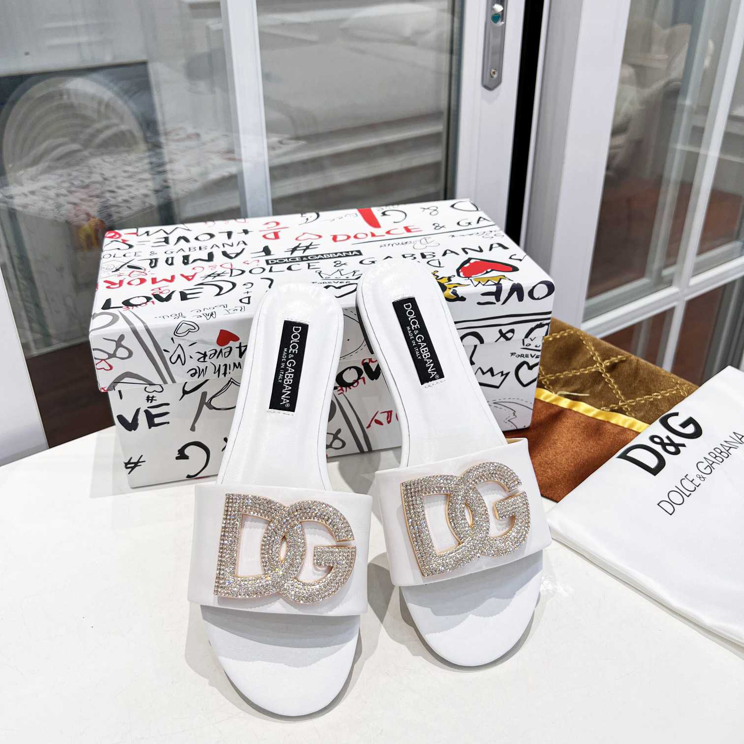 Dolce & Gabbana Calfskin Slides With DG Logo - EUR FASHION