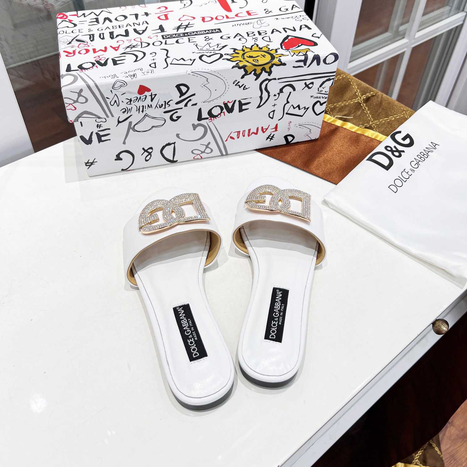 Dolce & Gabbana Calfskin Slides With DG Logo - EUR FASHION