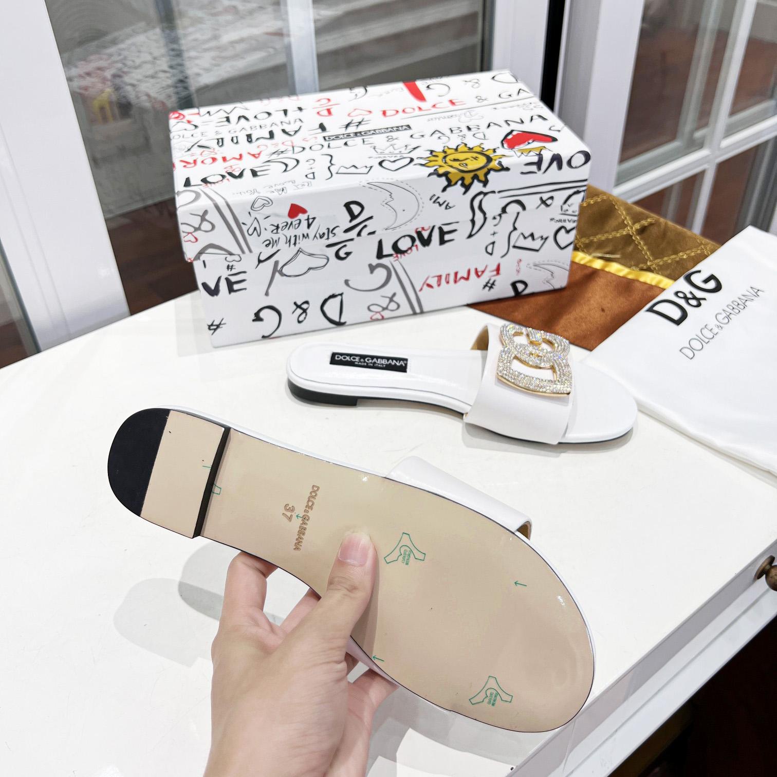 Dolce & Gabbana Calfskin Slides With DG Logo - EUR FASHION