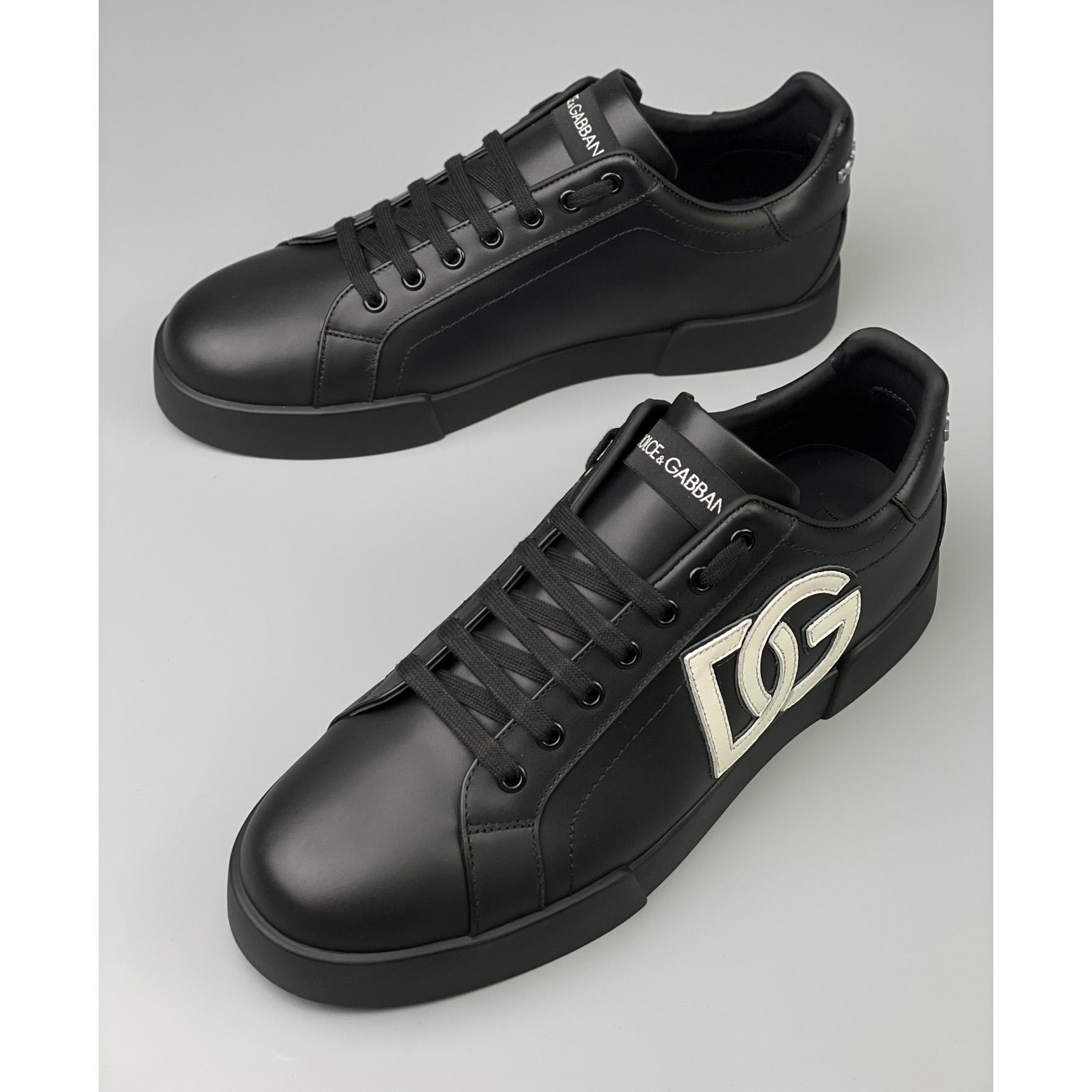 Dolce & Gabbana Calfskin Portofino Sneakers With DG Logo - EUR FASHION