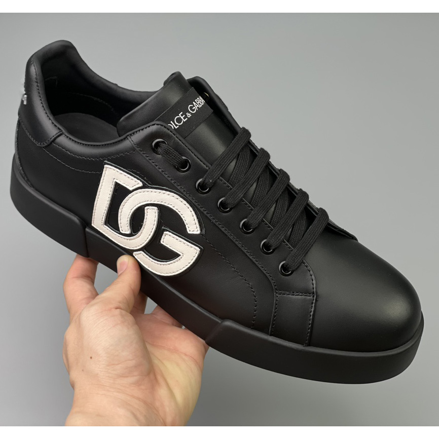 Dolce & Gabbana Calfskin Portofino Sneakers With DG Logo - EUR FASHION