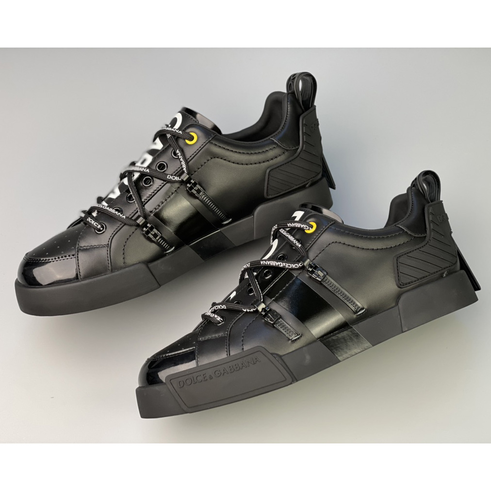 Dolce & Gabbana Portofino Sneakers In Calfskin And Patent Leather - EUR FASHION