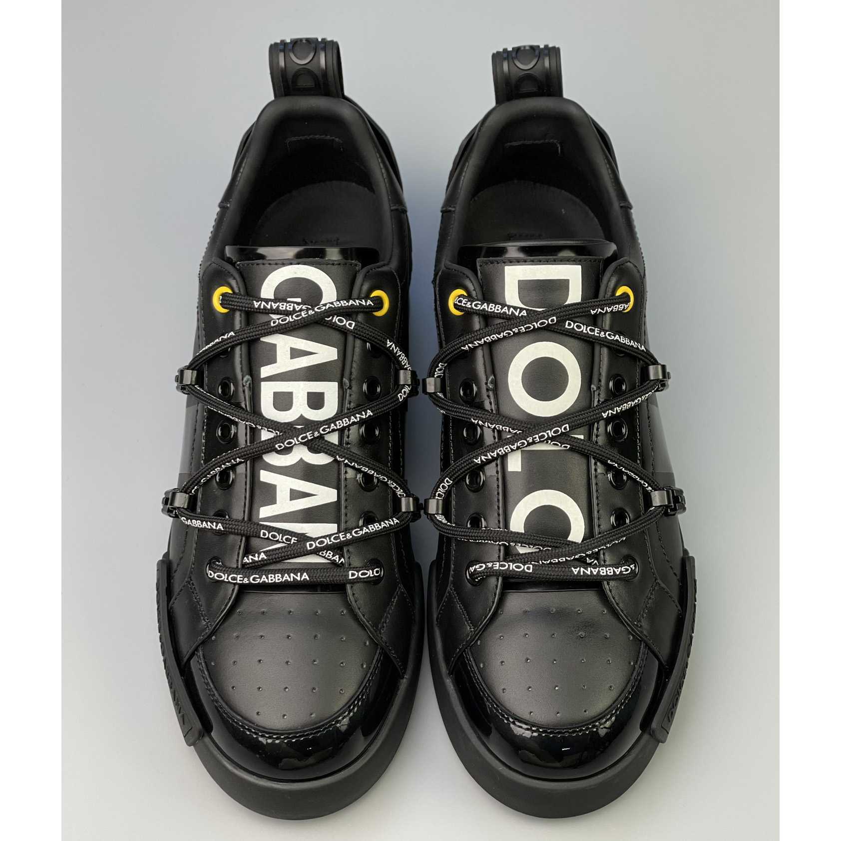 Dolce & Gabbana Portofino Sneakers In Calfskin And Patent Leather - EUR FASHION