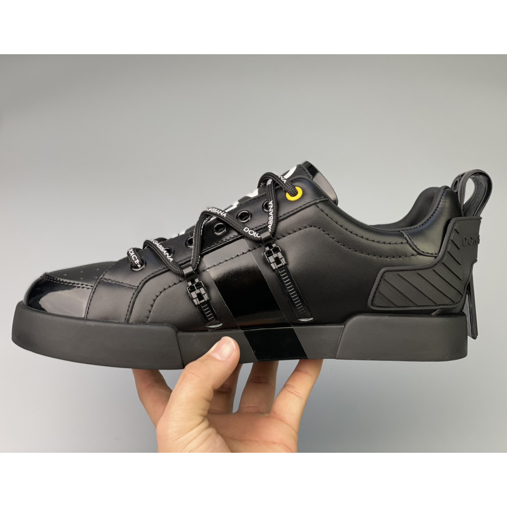 Dolce & Gabbana Portofino Sneakers In Calfskin And Patent Leather - EUR FASHION