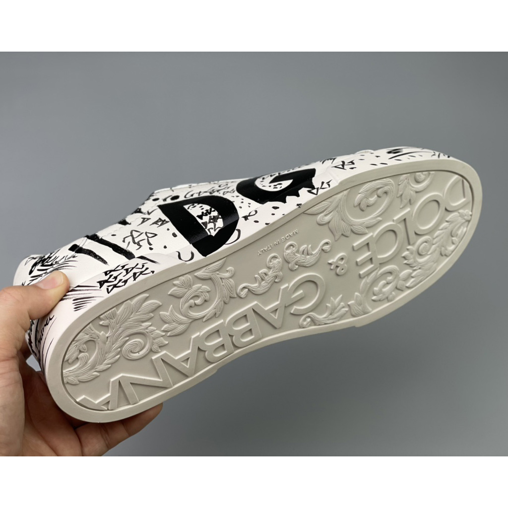 Dolce & Gabbana Calfskin Portofino Sneakers With Logo Print - EUR FASHION