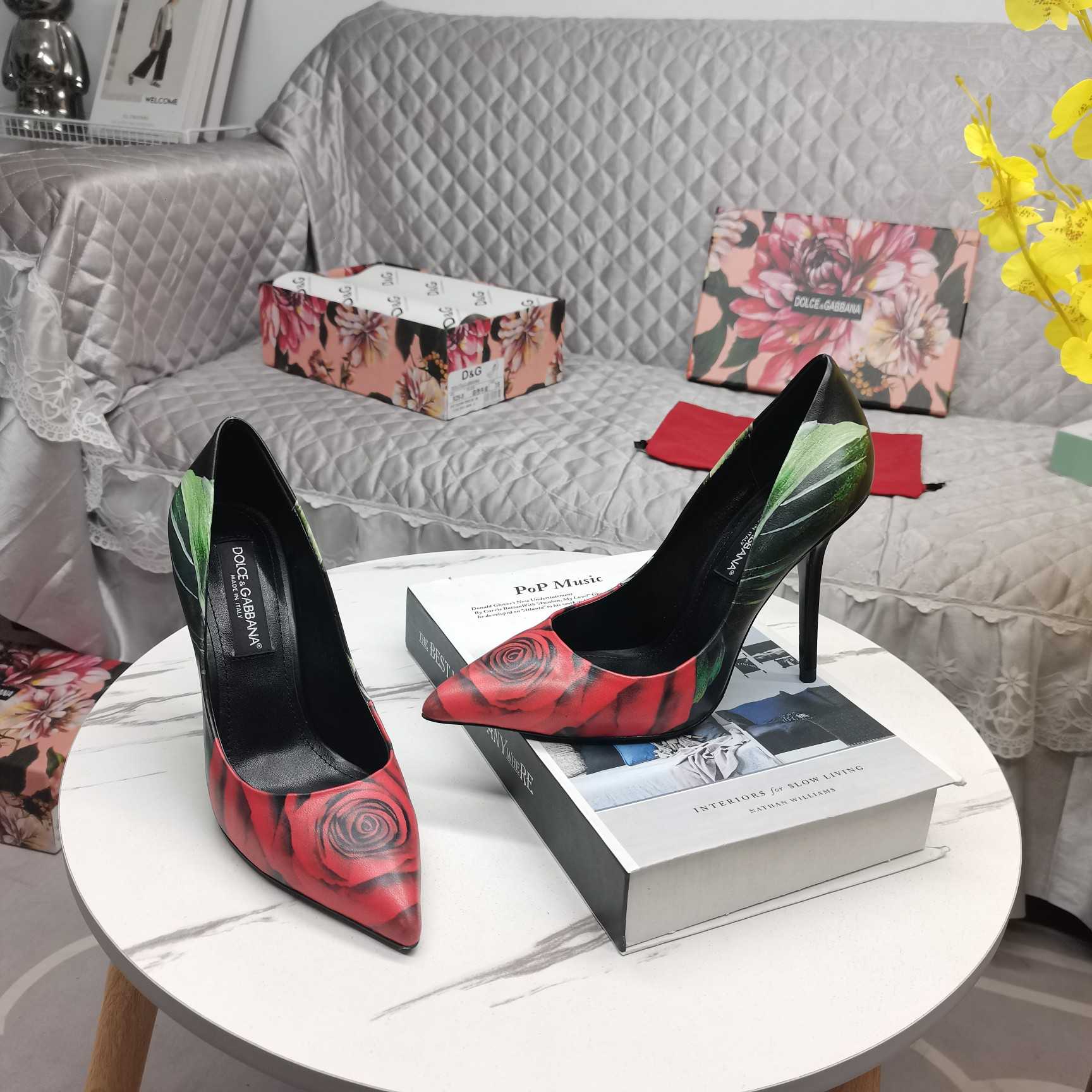 Dolce & Gabbana Rose-print Jersey Pumps - EUR FASHION