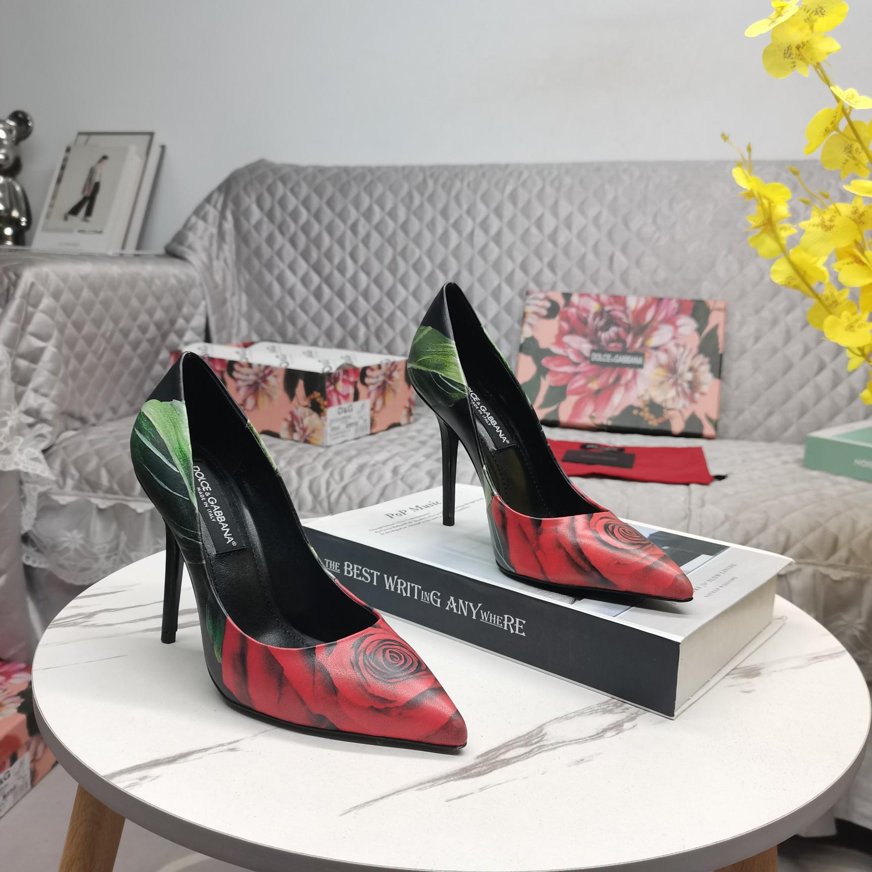 Dolce & Gabbana Rose-print Jersey Pumps - EUR FASHION