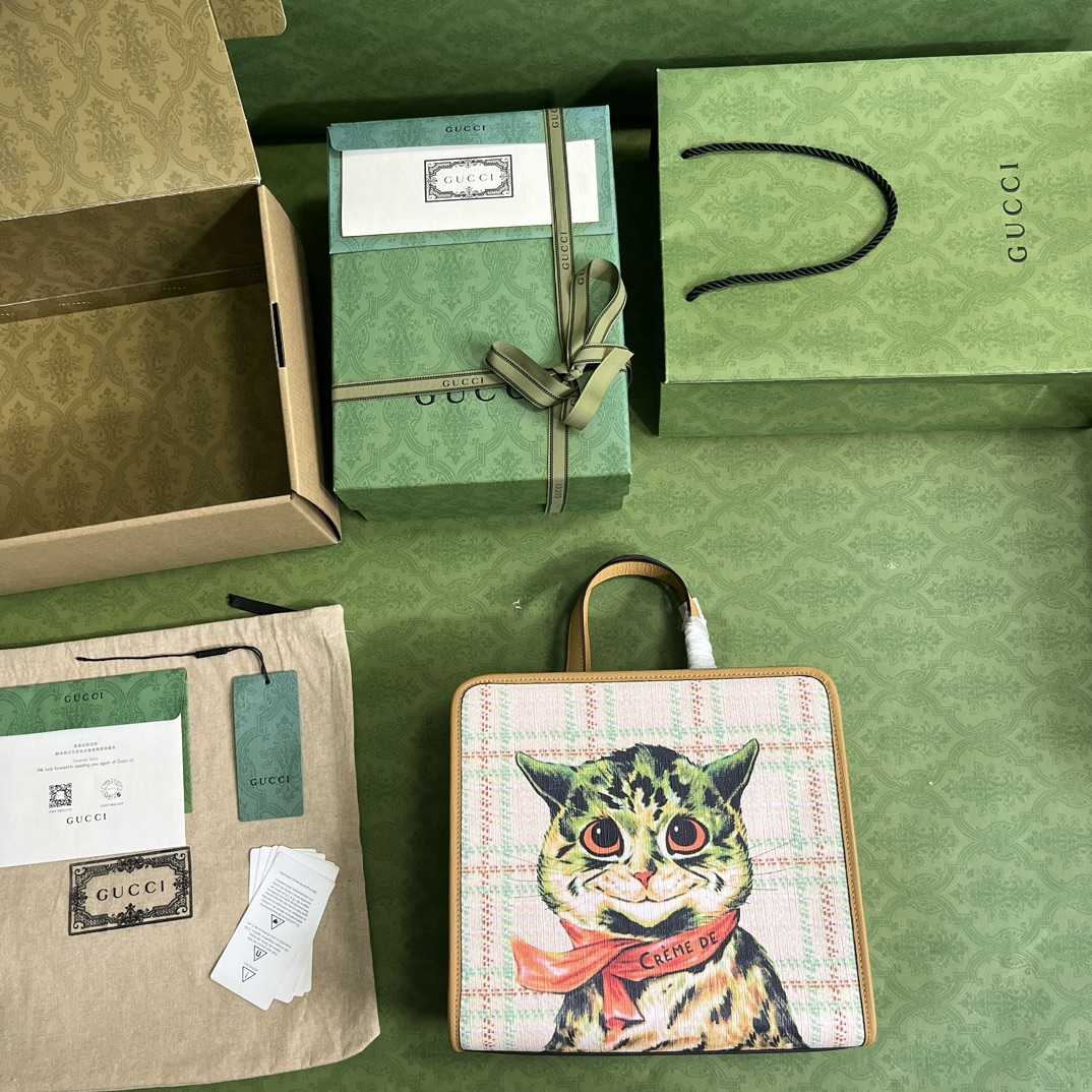 Gucci Children's Top-handle Bag With Cat Print(28.5-25-11cm) - EUR FASHION