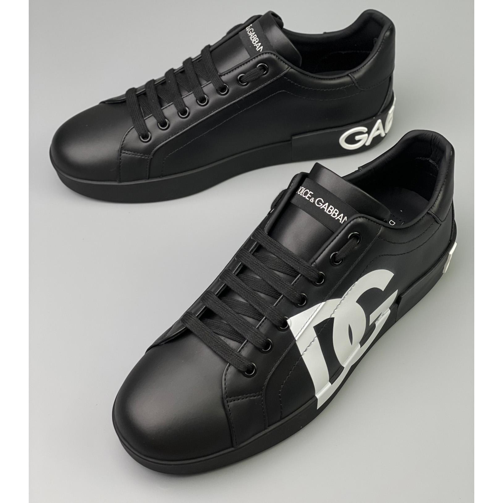 Dolce & Gabbana Calfskin appa Portofino sneakers With DG Logo Print - EUR FASHION