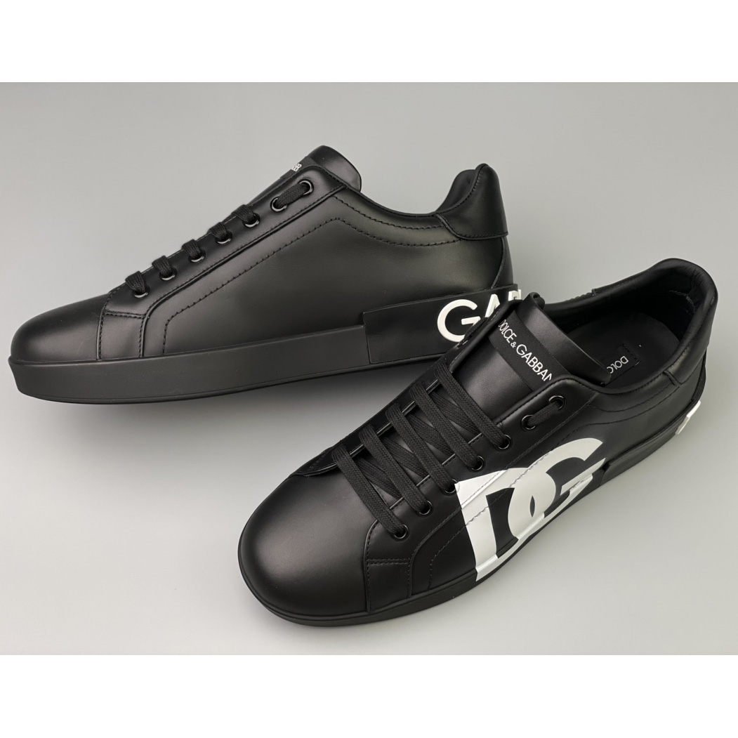 Dolce & Gabbana Calfskin appa Portofino sneakers With DG Logo Print - EUR FASHION