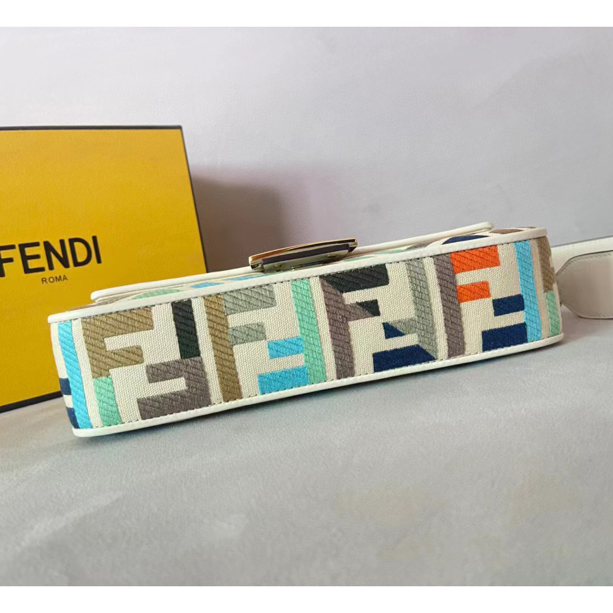 Fendi Baguette Multicolor Canvas Bag With FF Embroidery - EUR FASHION