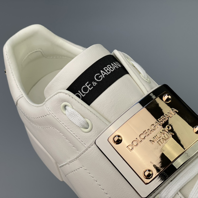 Dolce & Gabbana Calfskin Portofino Sneakers With Branded Tag - EUR FASHION