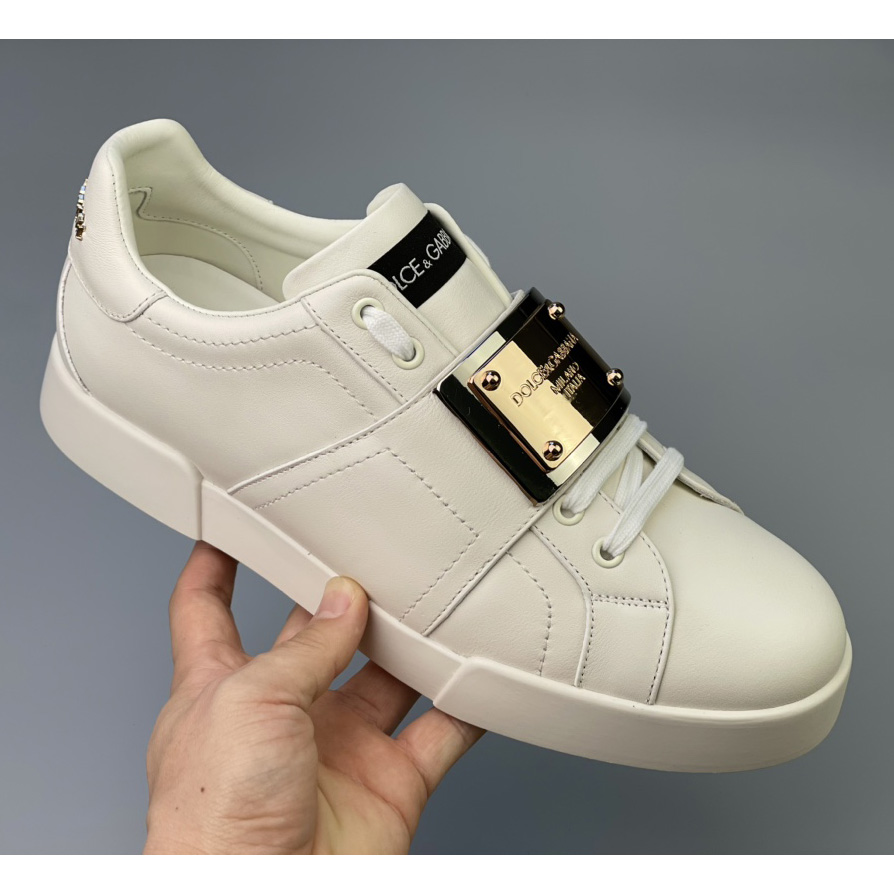 Dolce & Gabbana Calfskin Portofino Sneakers With Branded Tag - EUR FASHION