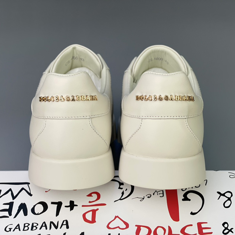 Dolce & Gabbana Calfskin Portofino Sneakers With Branded Tag - EUR FASHION