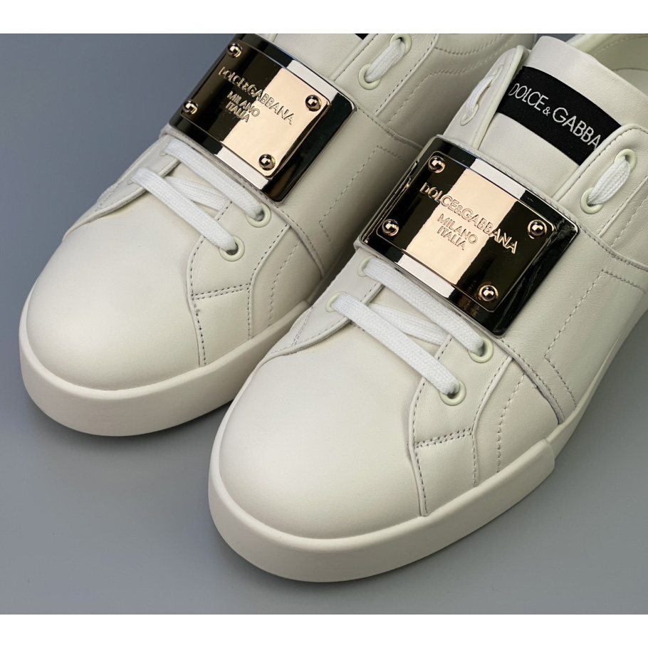 Dolce & Gabbana Calfskin Portofino Sneakers With Branded Tag - EUR FASHION