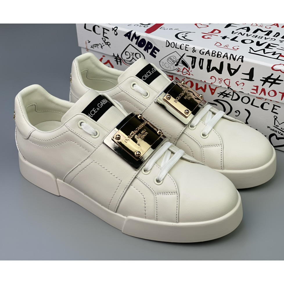 Dolce & Gabbana Calfskin Portofino Sneakers With Branded Tag - EUR FASHION