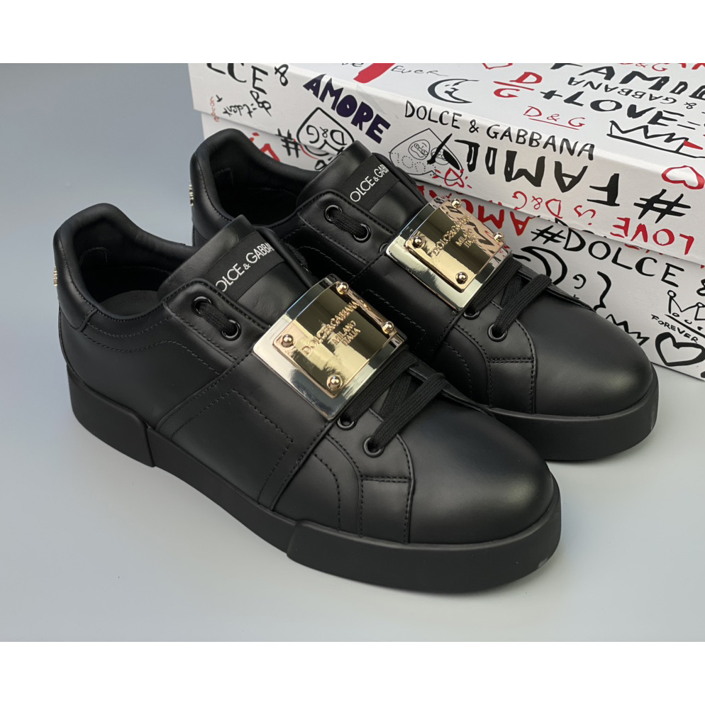 Dolce & Gabbana Calfskin Portofino Sneakers With Branded Tag - EUR FASHION