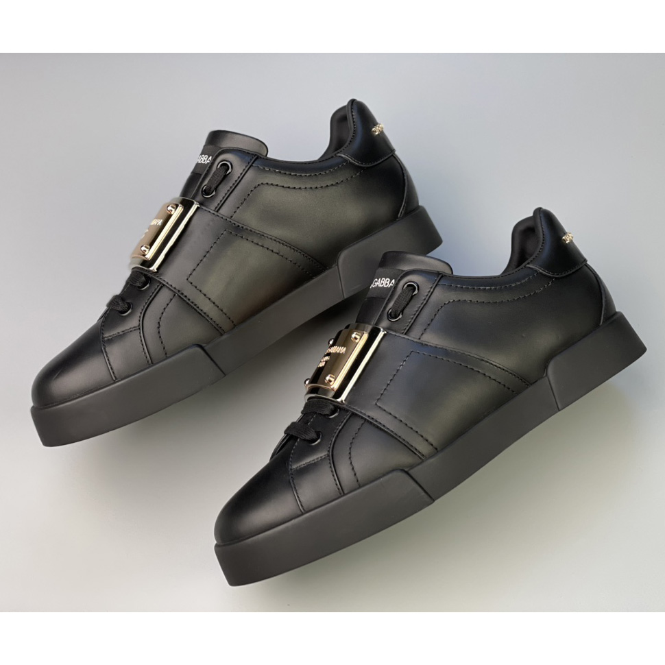 Dolce & Gabbana Calfskin Portofino Sneakers With Branded Tag - EUR FASHION