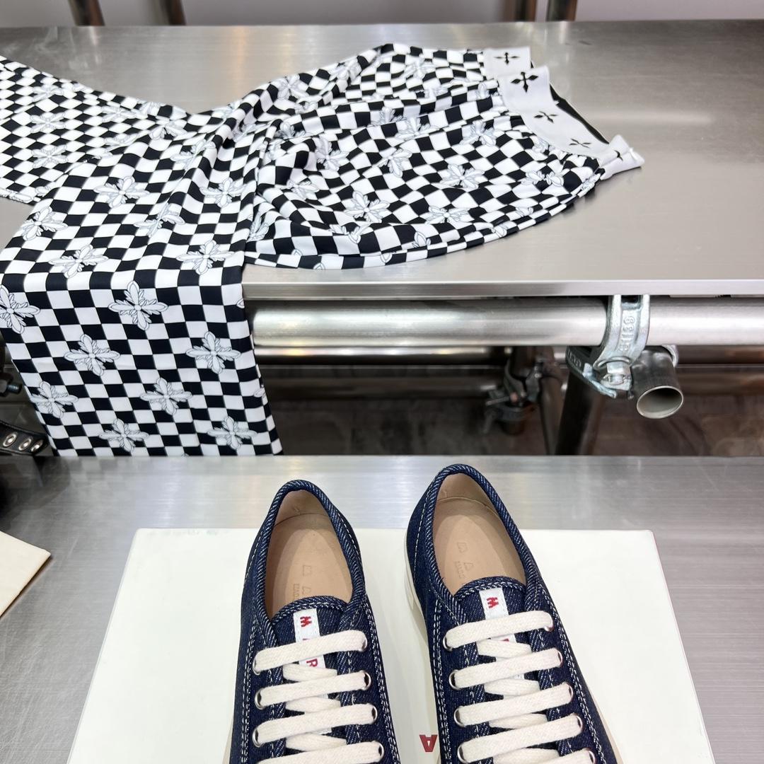 Marni Blue Denim Pablo Lace-up Sneaker - EUR FASHION