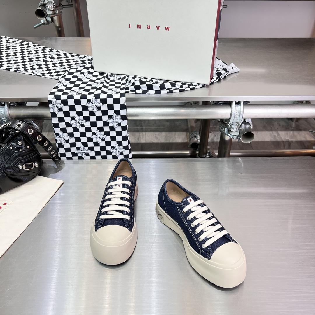 Marni Blue Denim Pablo Lace-up Sneaker - EUR FASHION