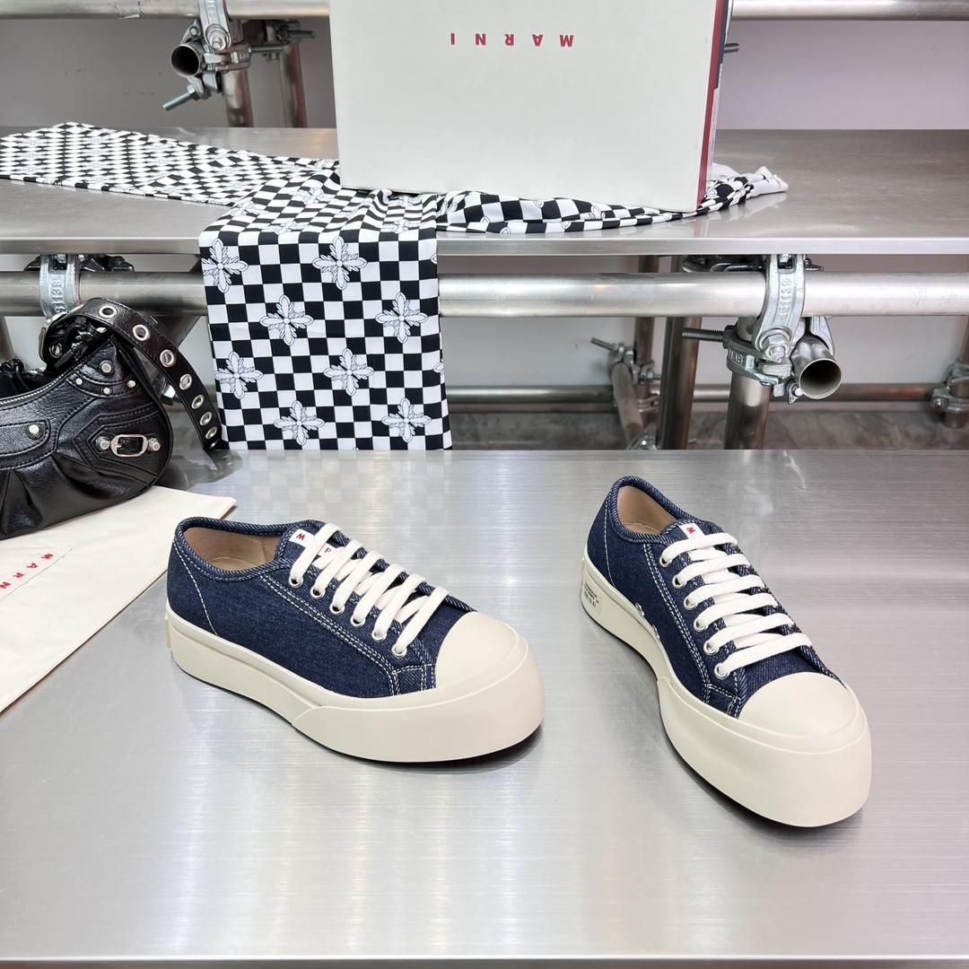 Marni Blue Denim Pablo Lace-up Sneaker - EUR FASHION