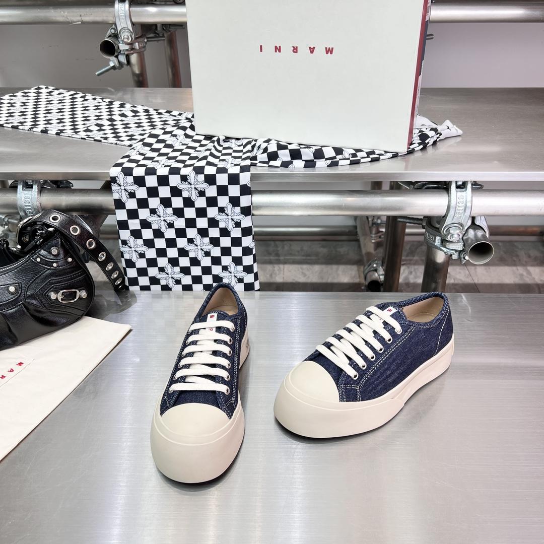 Marni Blue Denim Pablo Lace-up Sneaker - EUR FASHION