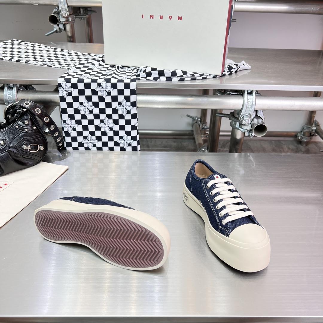 Marni Blue Denim Pablo Lace-up Sneaker - EUR FASHION