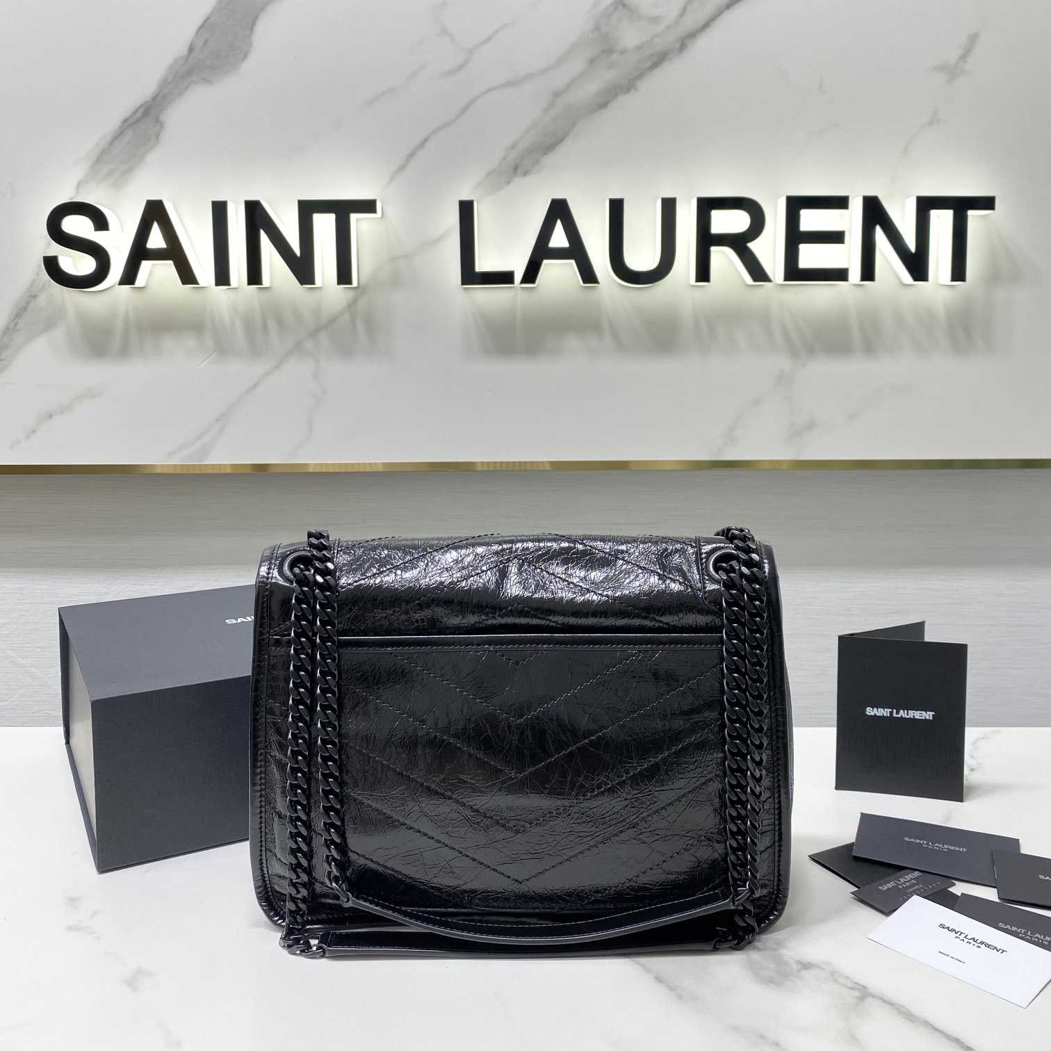 Saint Laurent Niki Medium Chain Bag In Crinkled Vintage Leather  - EUR FASHION