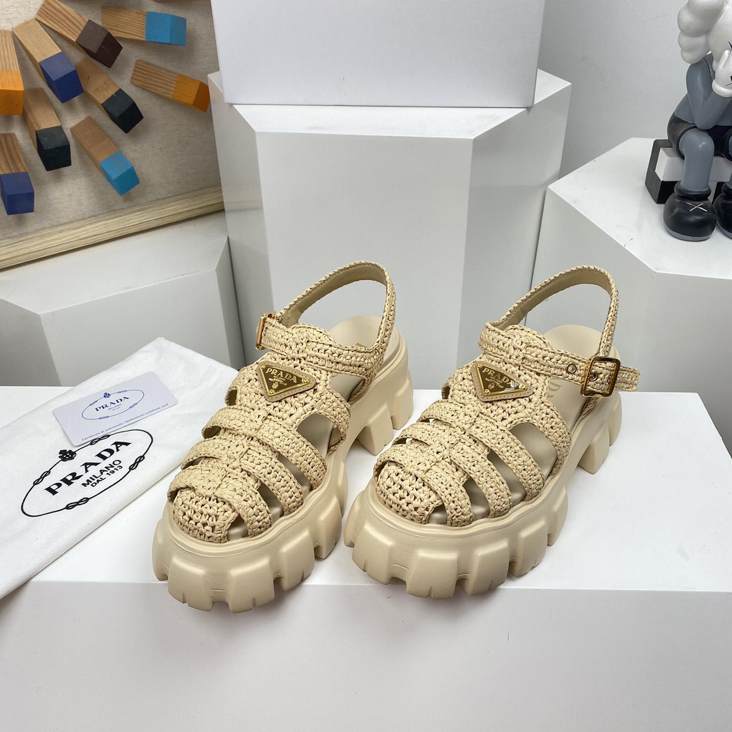 Prada Monolith Crochet Cage Sandals - EUR FASHION