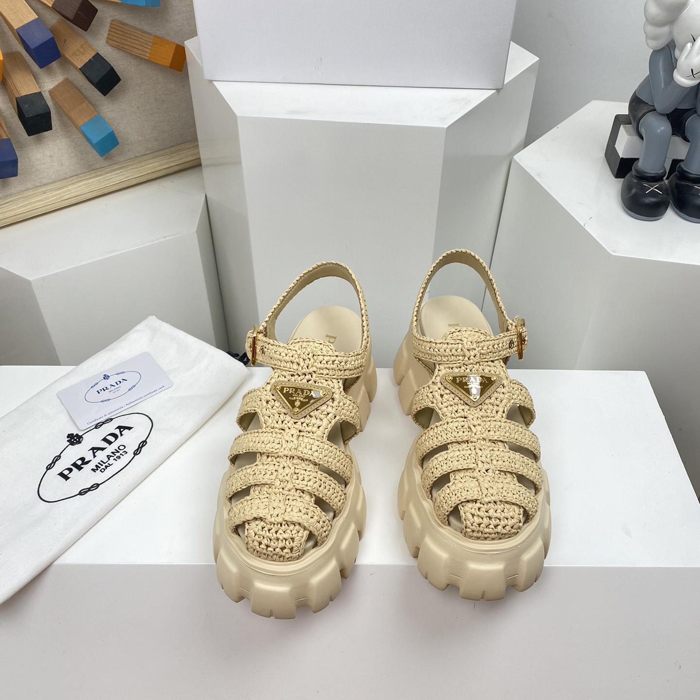 Prada Monolith Crochet Cage Sandals - EUR FASHION