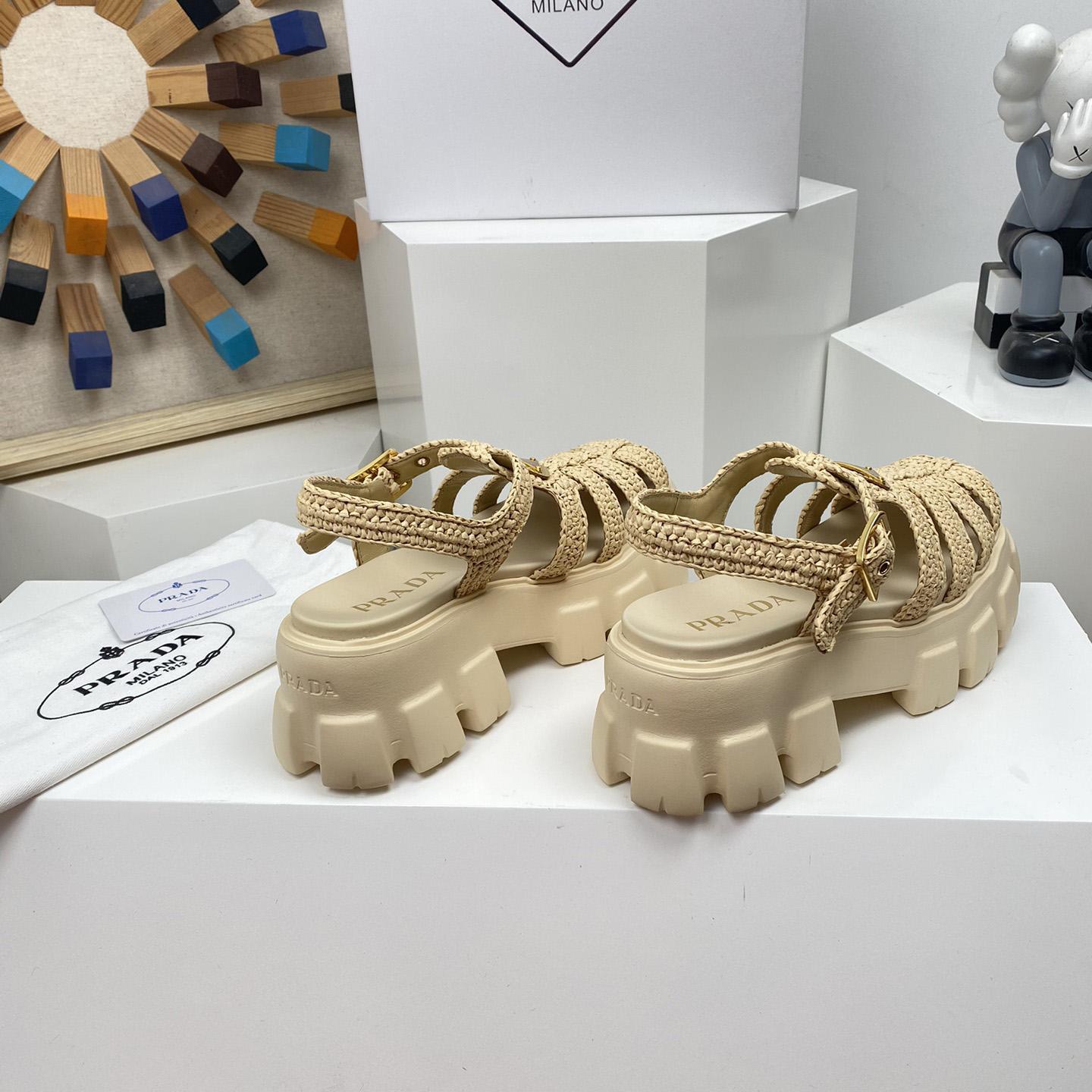 Prada Monolith Crochet Cage Sandals - EUR FASHION