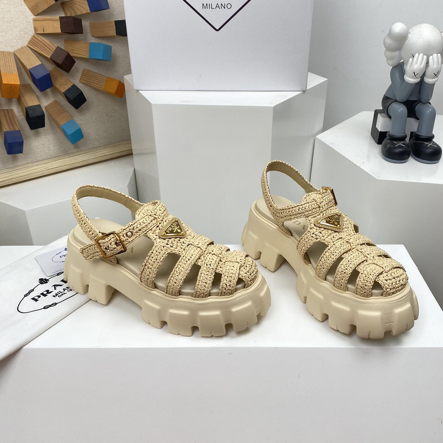 Prada Monolith Crochet Cage Sandals - EUR FASHION