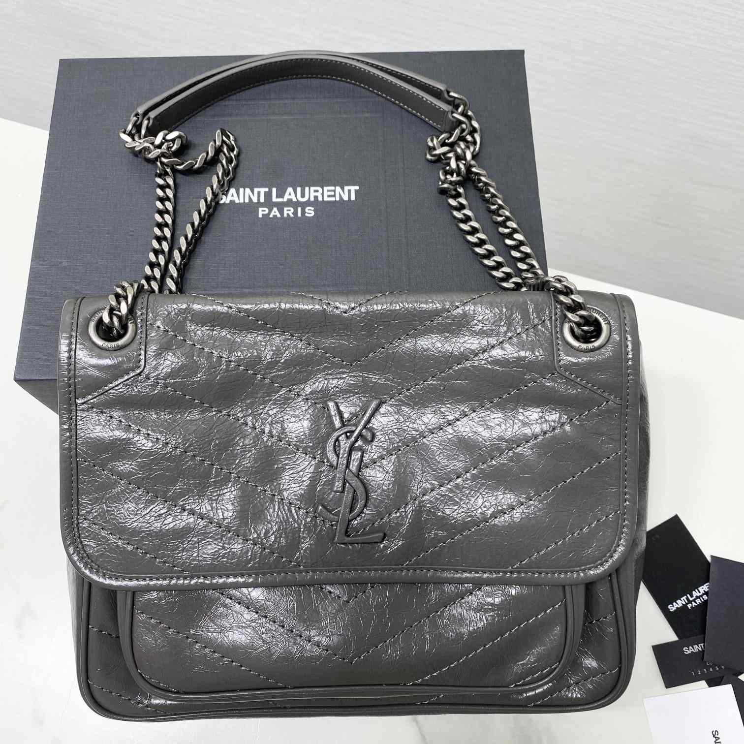 Saint Laurent Niki Medium Chain Bag In Crinkled Vintage Leather  - EUR FASHION