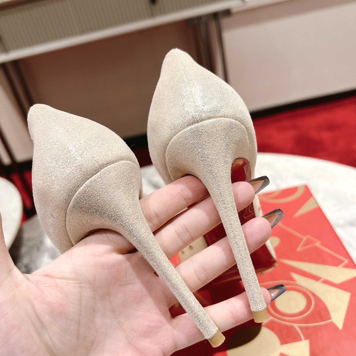Christian Louboutin Follies Strass 85 mm Pumps - Irridescent Suede Calf, Net And Strass - Light Silk - EUR FASHION