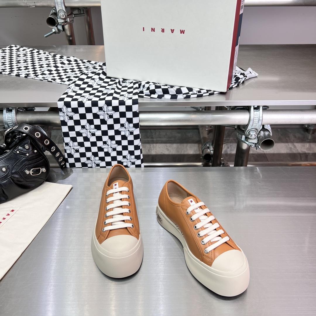 Marni Brown nappa Leather Pablo Lace-up Sneaker - EUR FASHION