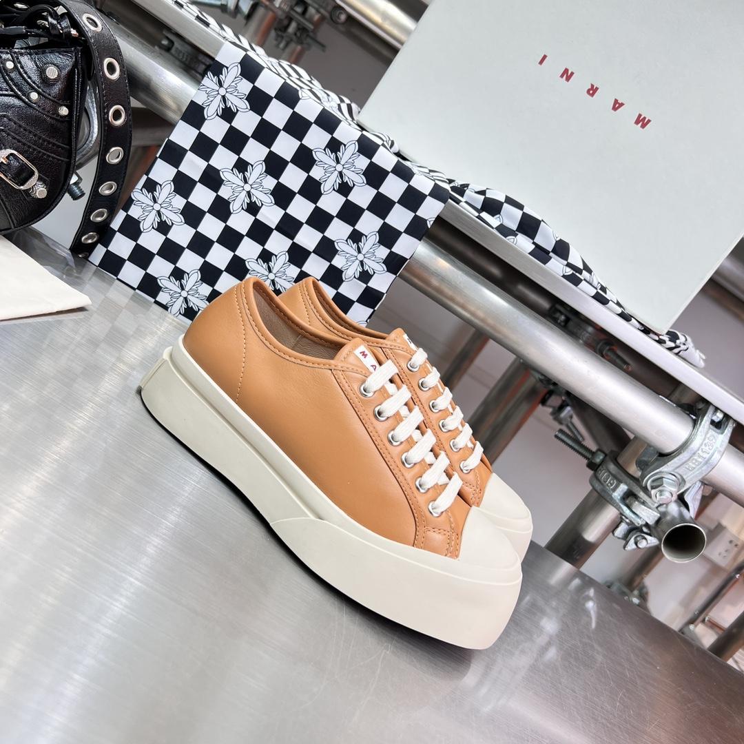 Marni Brown nappa Leather Pablo Lace-up Sneaker - EUR FASHION