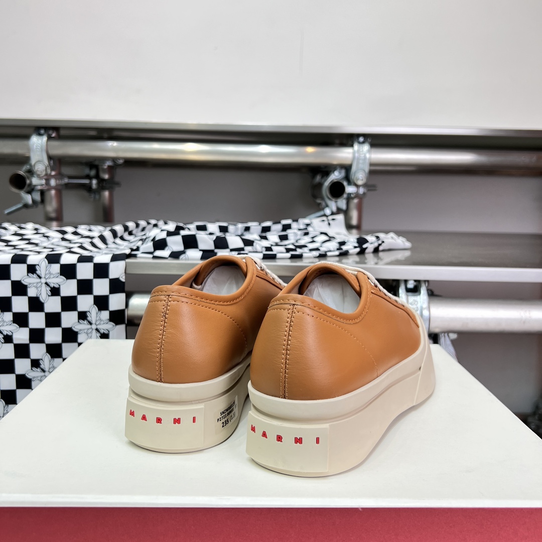 Marni Brown nappa Leather Pablo Lace-up Sneaker - EUR FASHION