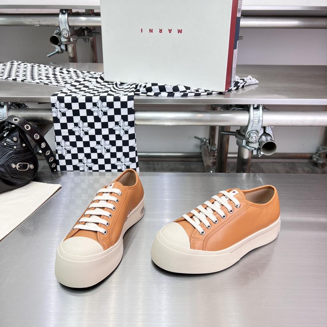 Marni Brown nappa Leather Pablo Lace-up Sneaker - EUR FASHION