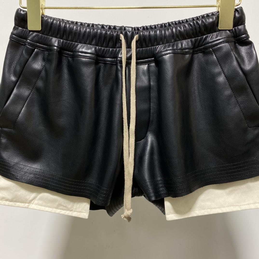 Rick Owens Black Boxer Leather Shorts - EUR FASHION
