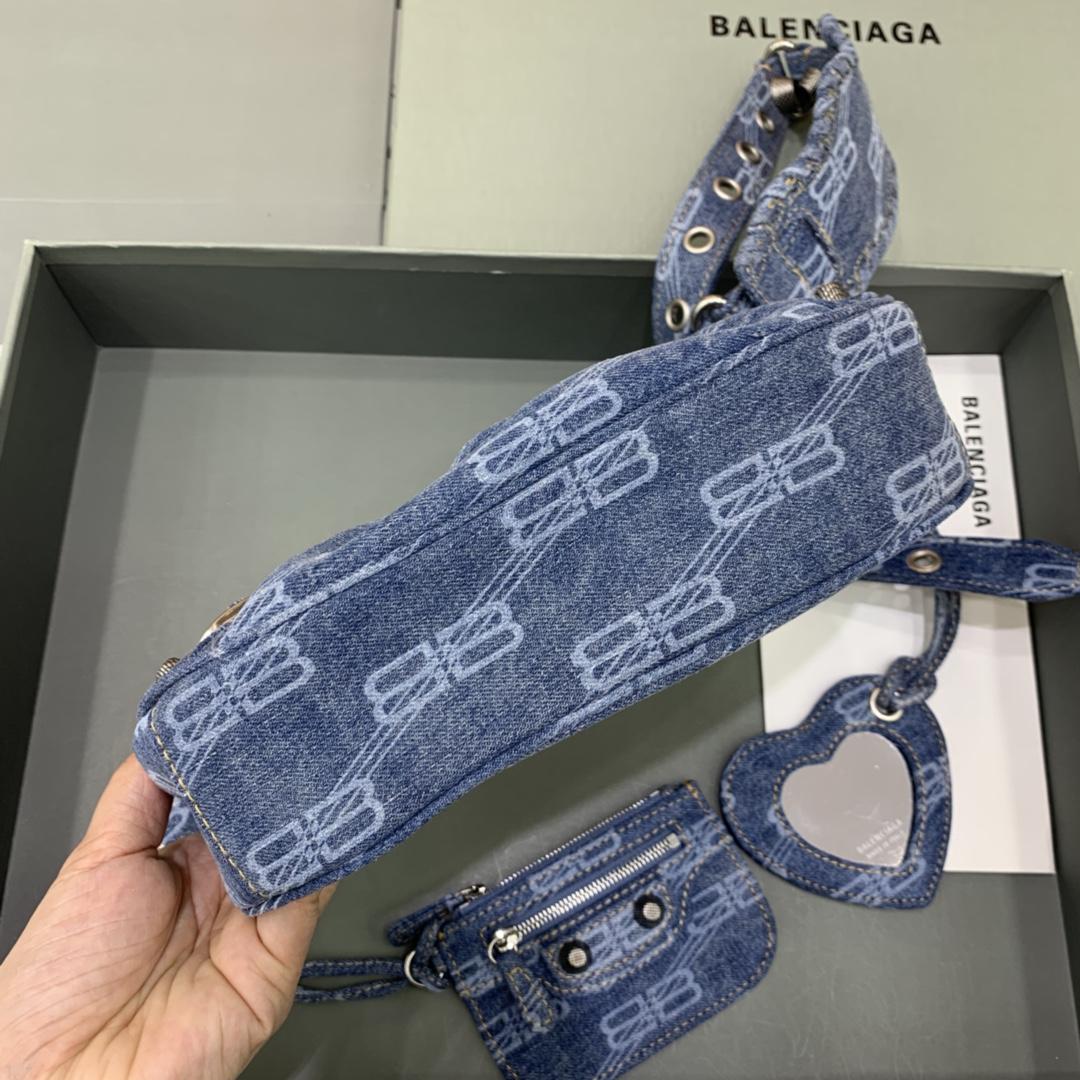 Balenciaga Le Cagole XS Shoulder Bag BB Monogram Bleached Denim In Blue   (26-12-6cm) - EUR FASHION