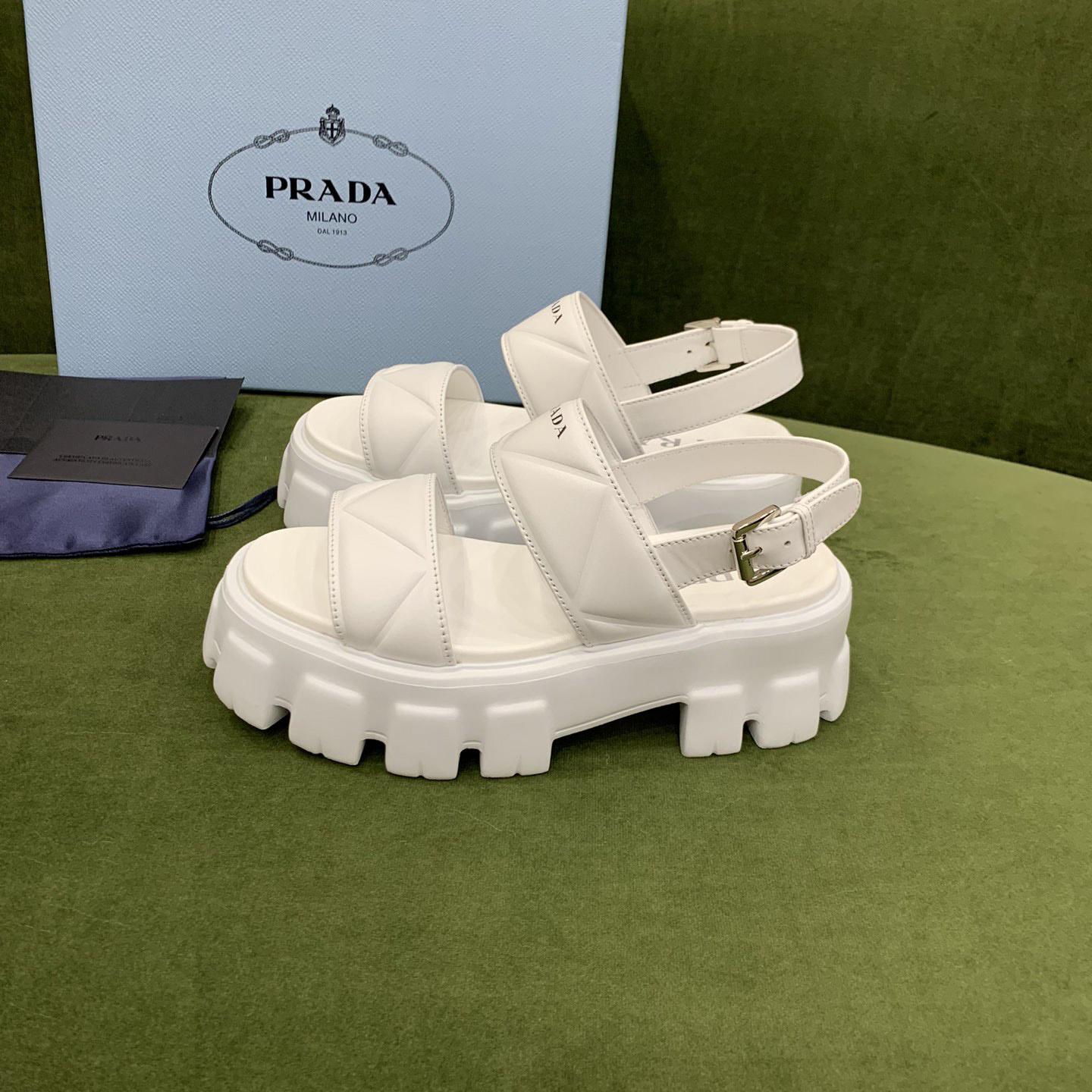 Prada Monolith Leather Sandals - EUR FASHION