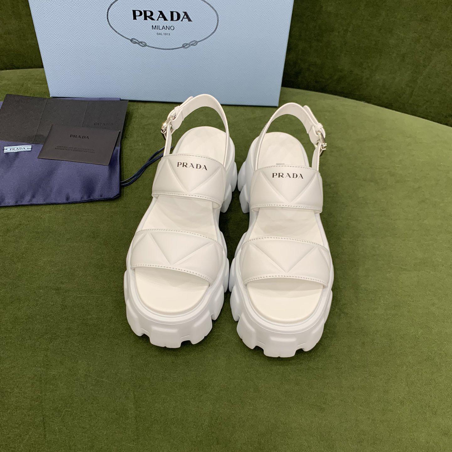 Prada Monolith Leather Sandals - EUR FASHION