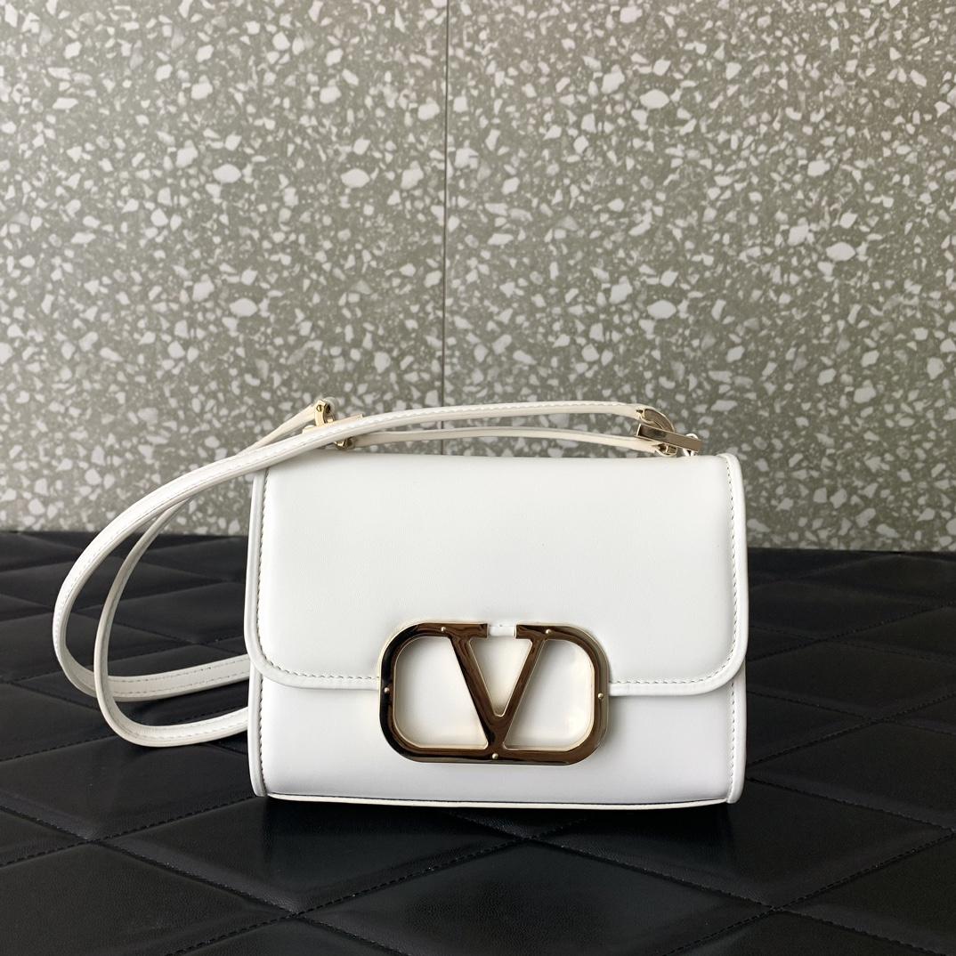 Valenti Small VLogo Type Shoulder Bag In Calfskin - EUR FASHION