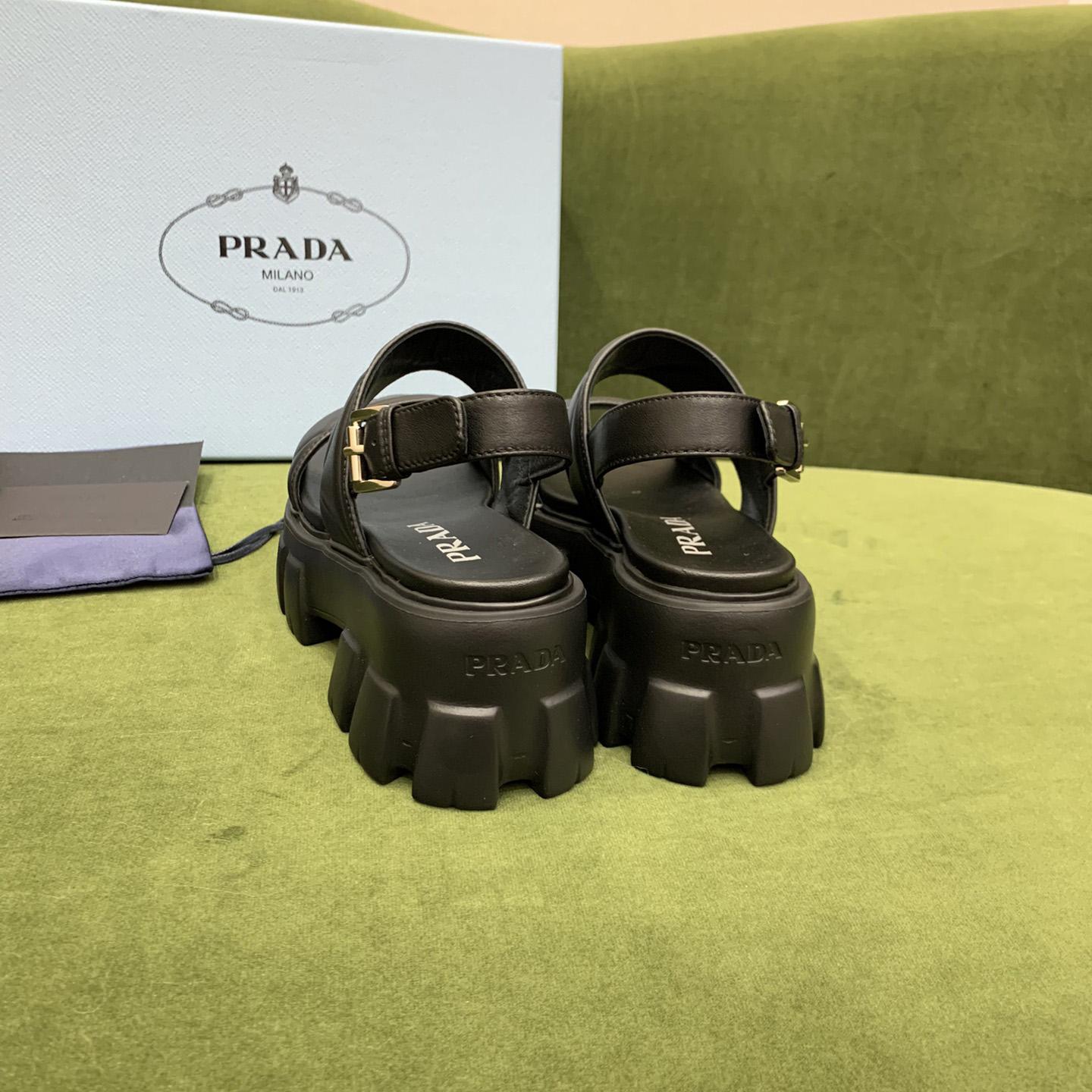 Prada Monolith Leather Sandals - EUR FASHION