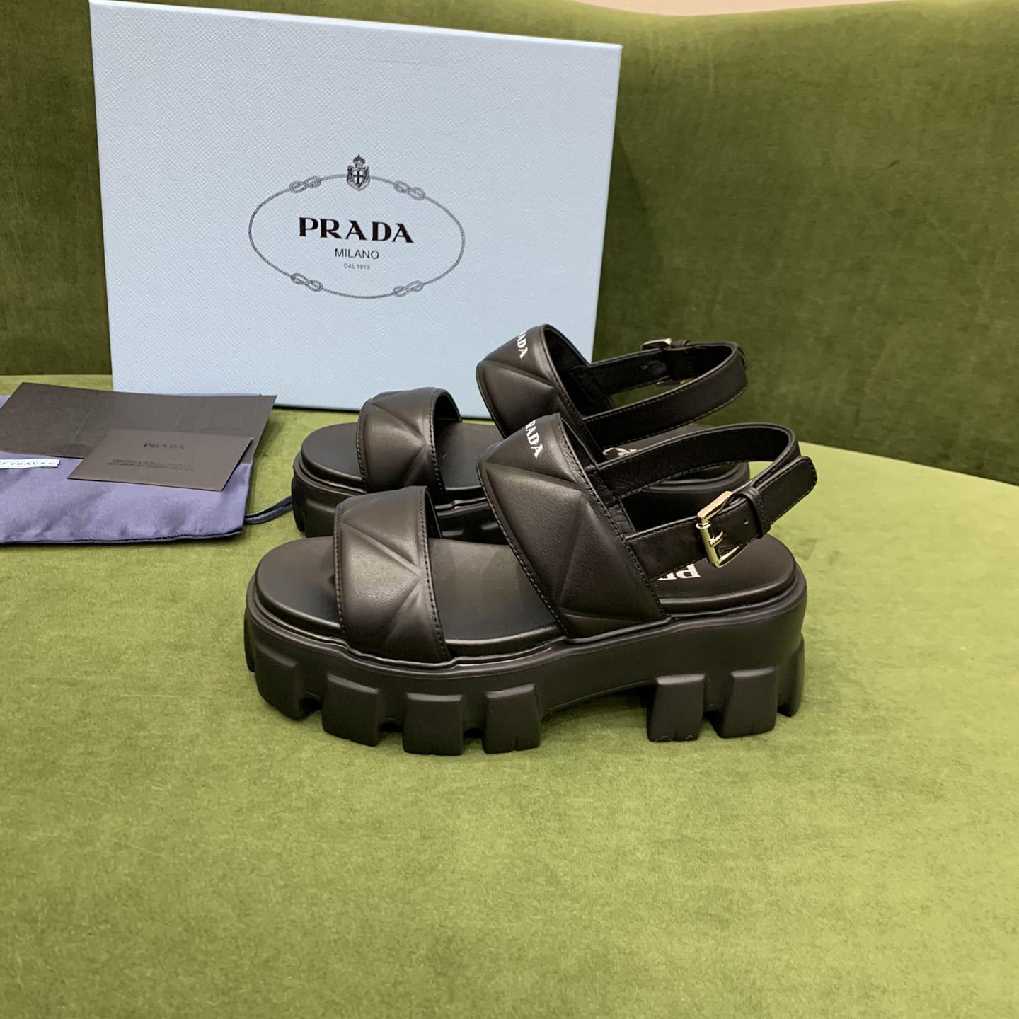 Prada Monolith Leather Sandals - EUR FASHION