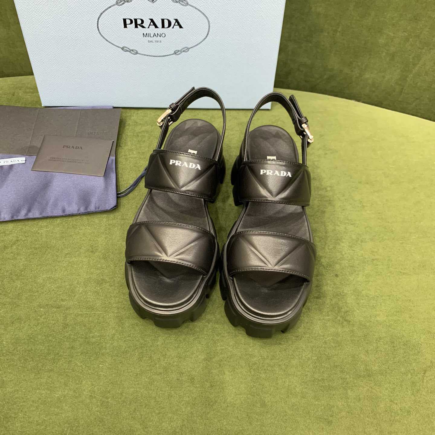Prada Monolith Leather Sandals - EUR FASHION