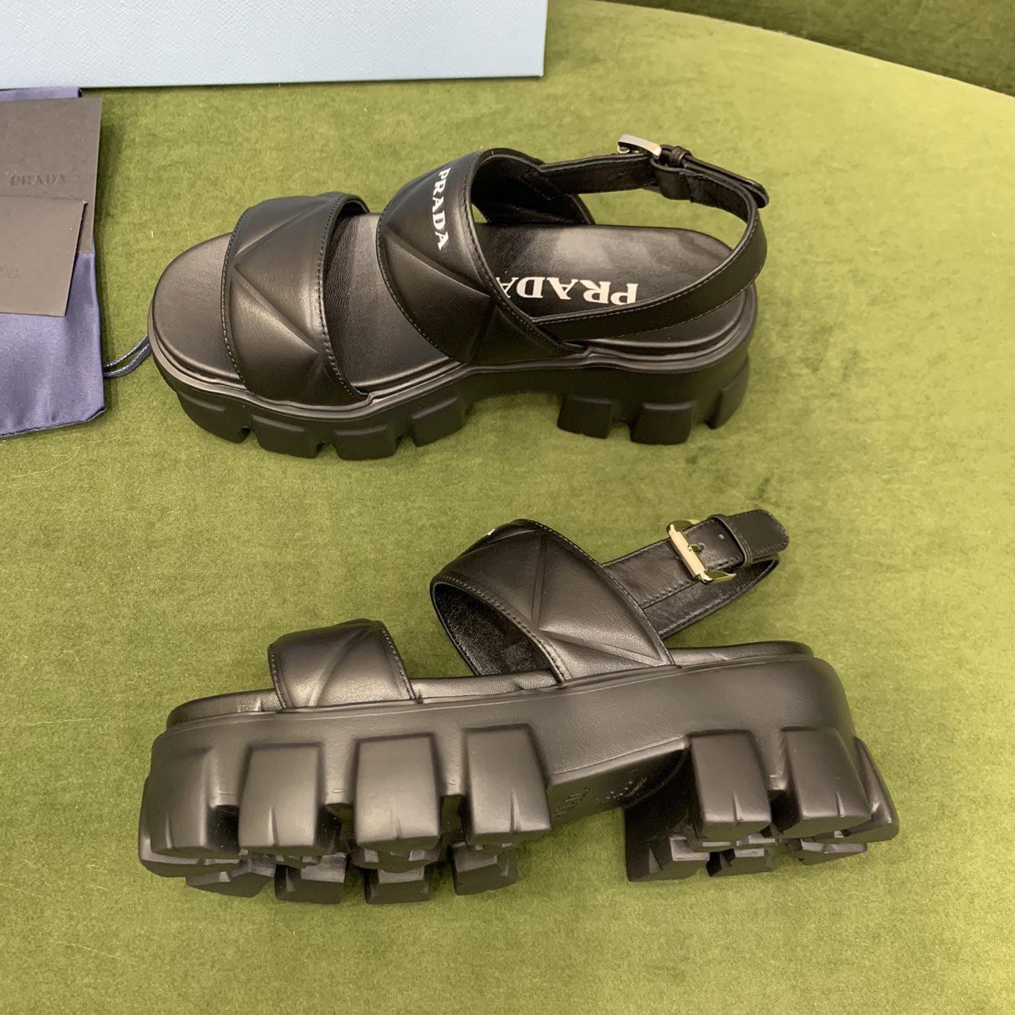 Prada Monolith Leather Sandals - EUR FASHION