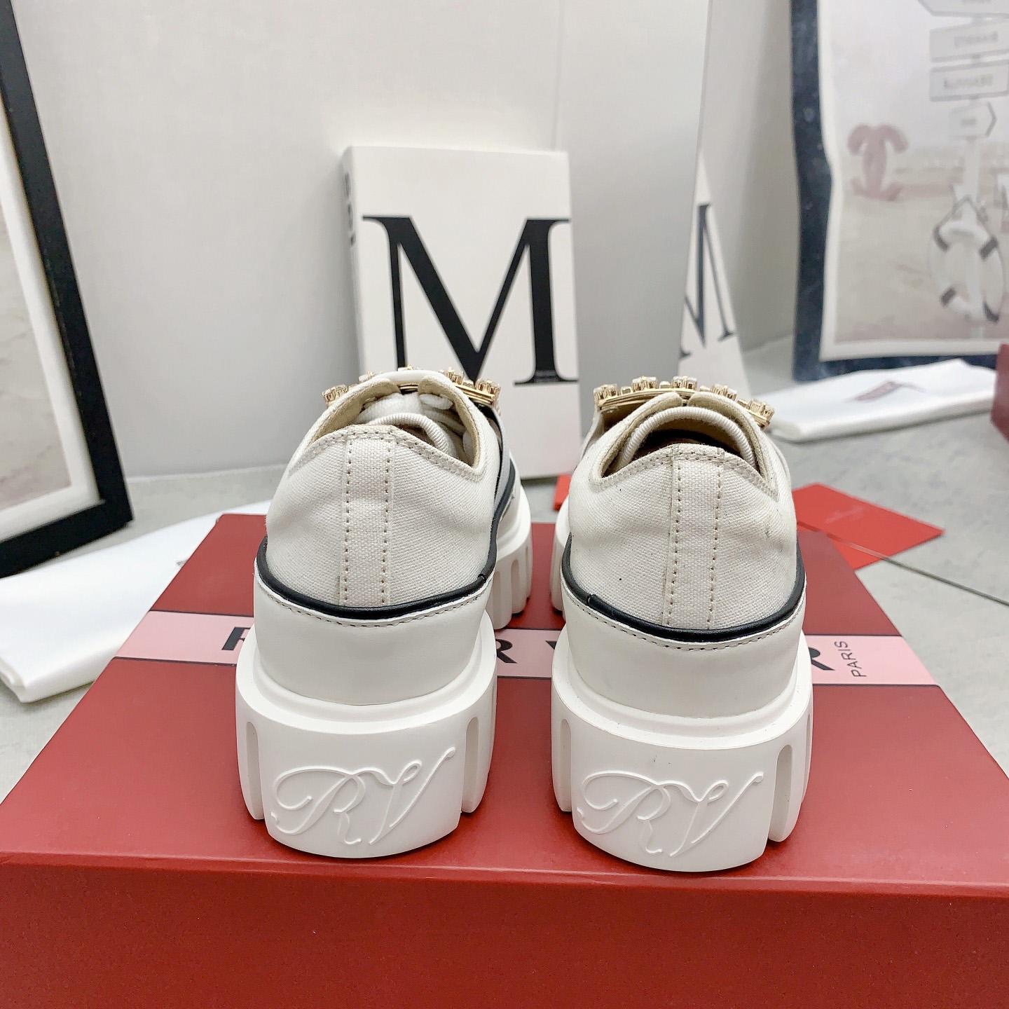 Roger Vivier Viv' Go-Thick Strass Buckle Slip-on Sneakers In Canvas - EUR FASHION