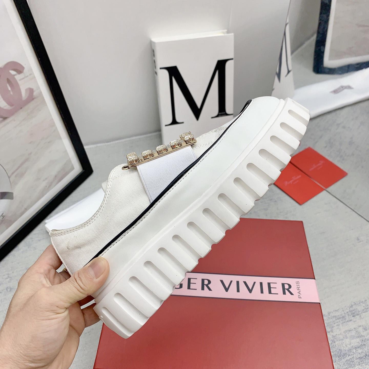 Roger Vivier Viv' Go-Thick Strass Buckle Slip-on Sneakers In Canvas - EUR FASHION